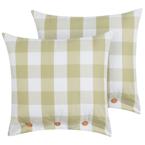 Koristetyynysetti 2 kpl TAMNINE 45 x 45 cm Vaaleanvihreä Ruutukuvio