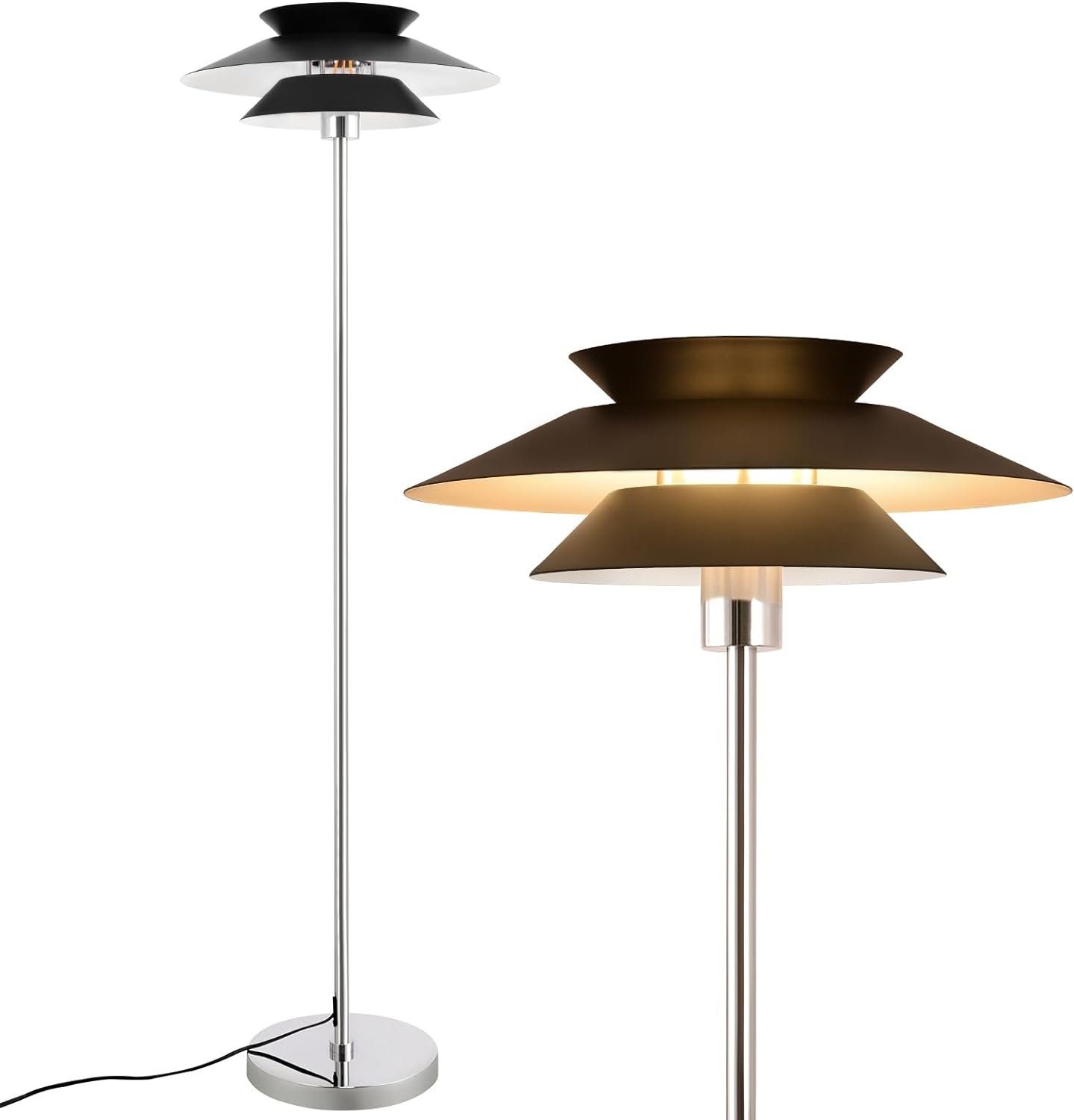 NETTLIFE lattiavalaisin olohuoneeseen musta moderni E27 1 liekki jalkakytkimellä vintage metalli teollinen muotoilu korkeus 145 cm