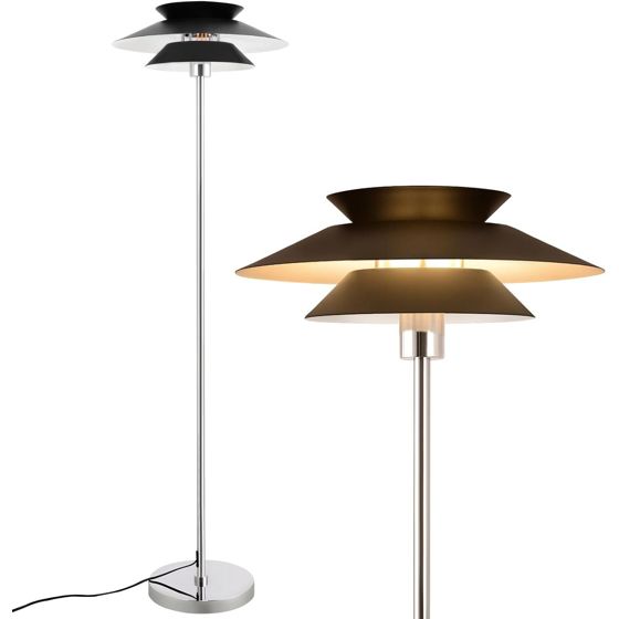 NETTLIFE lattiavalaisin olohuoneeseen musta moderni E27 1 liekki jalkakytkimellä vintage metalli teollinen muotoilu korkeus 145 cm