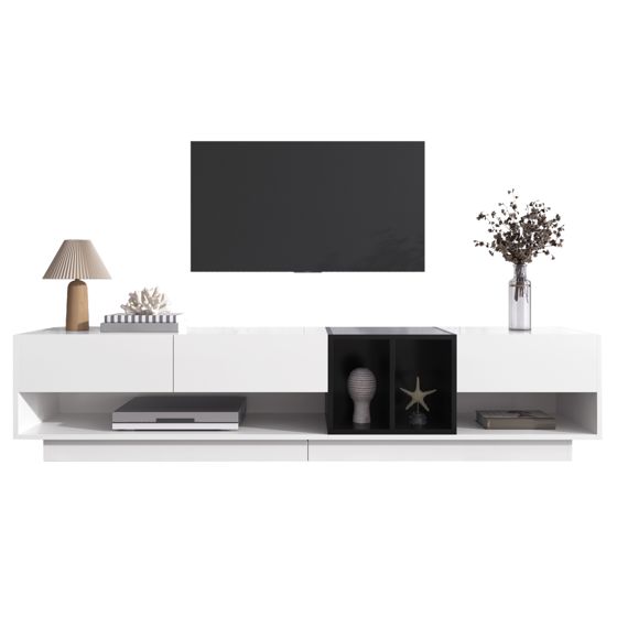 TV-taso 190x40x42 cm valkoinen ja musta lastulevy