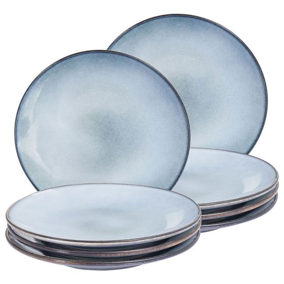 Ruokalautassetti 8 kpl JUNIPER kivitavara Vaaleansininen