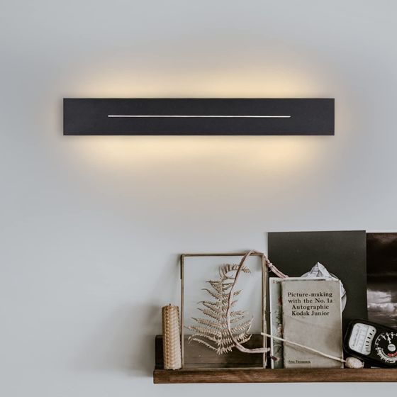 NETTLIFE Sisäseinävalaisin LED - seinävalaisin, 30CM Moderni Käytävävalaisin Lämmin Valkoinen Makuuhuone, Musta Portaikkovalaisin, 8W Seinävalaisin