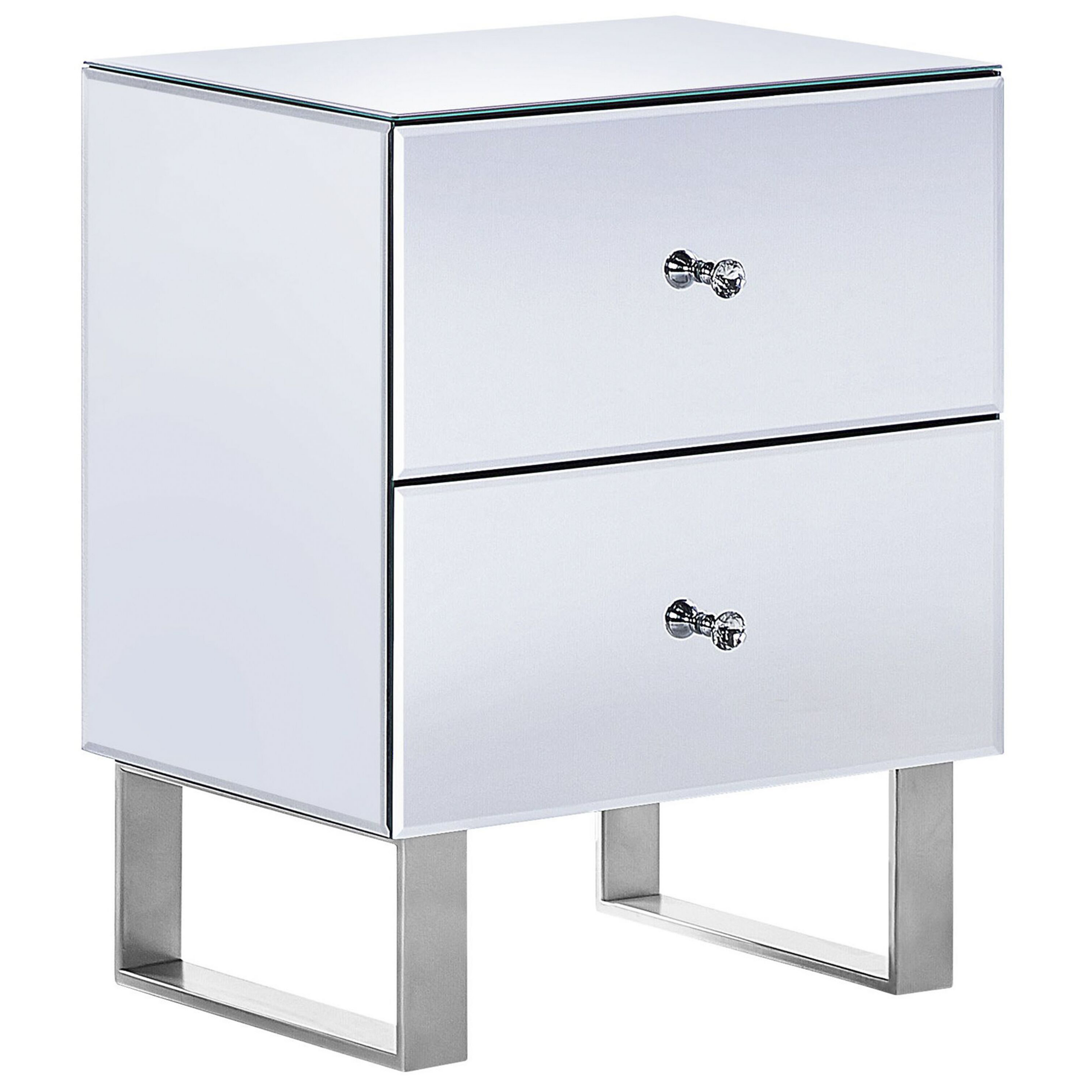 Yöpöytä 2 laatikolla NESLE lasi Peilattu hopea