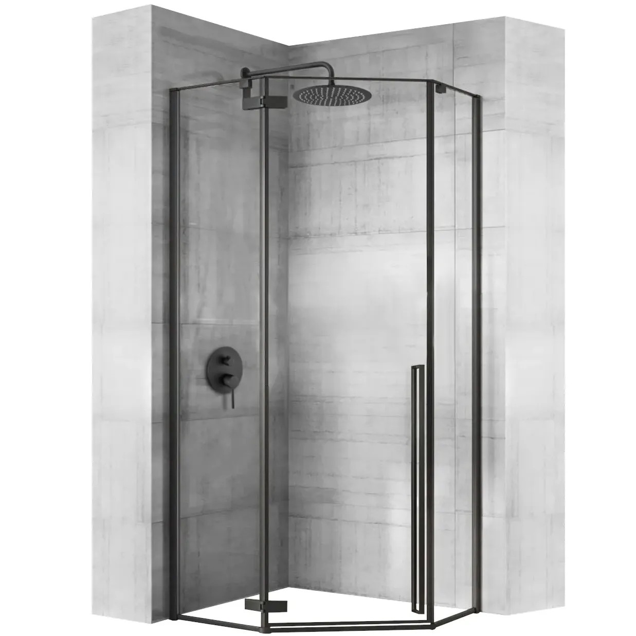 REA Suihkukaappi DIAMOND 100x100 musta, 55, 5X55, 5X195CM