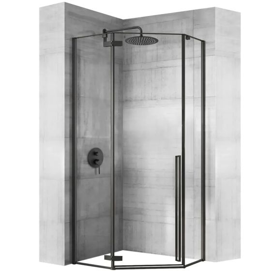 REA Suihkukaappi DIAMOND 100x100 musta, 55, 5X55, 5X195CM