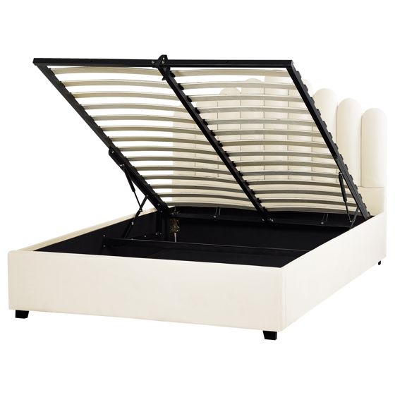 Sänky säilytystilalla sametti VINCENNES 140 x 200 cm Luonnonvalkoinen