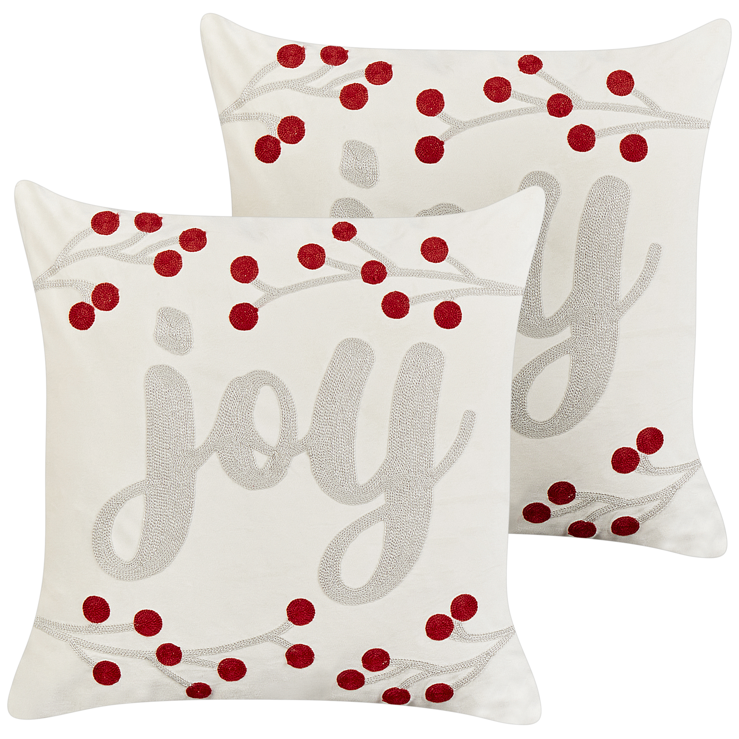 Koristetyynysetti 2 kpl PRALINE 45 x 45 cm Sametti Valkoinen Joulukuvio