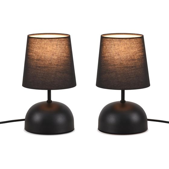 NETTLIFE Yöpöytävalaisinsetti, 2 kpl, musta johto, pieni kangasvalaisin, moderni muotoilu