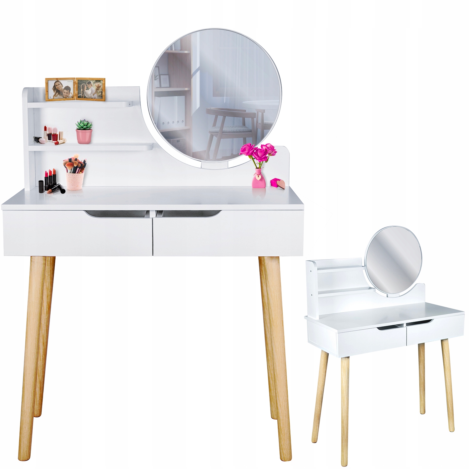 Skandinaavinen meikkipöytä peilillä SCANDI