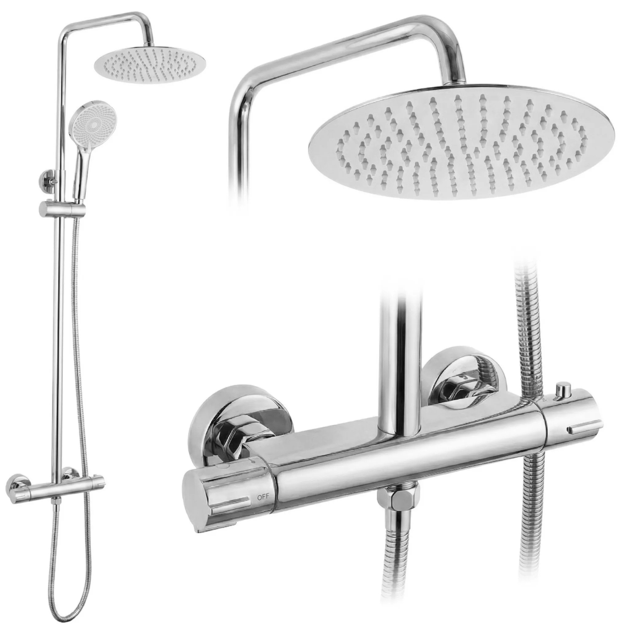 REA Suihkusetti Lungo + Thermostat Kromi, 15X15X120, 5CM