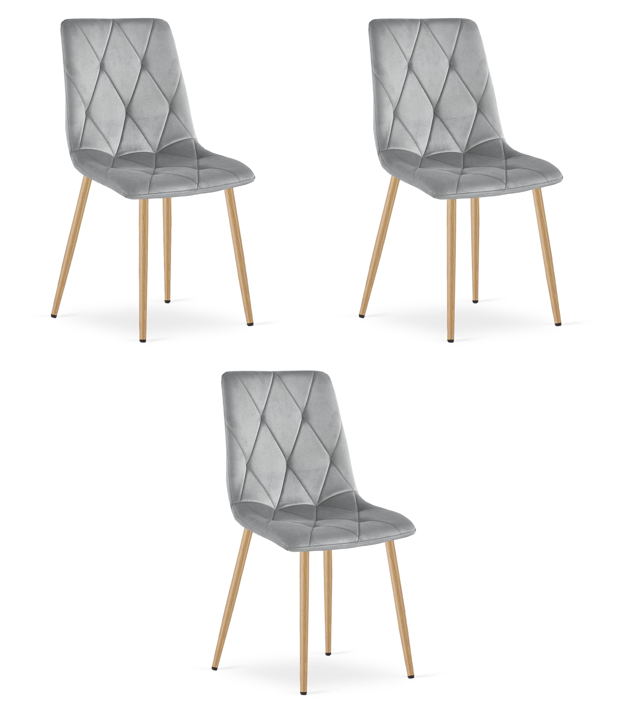 LIBRA-tuoli, vaaleanharmaa sametti, puunväriset jalat (3 kpl)