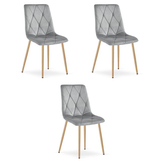 LIBRA-tuoli, vaaleanharmaa sametti, puunväriset jalat (3 kpl)