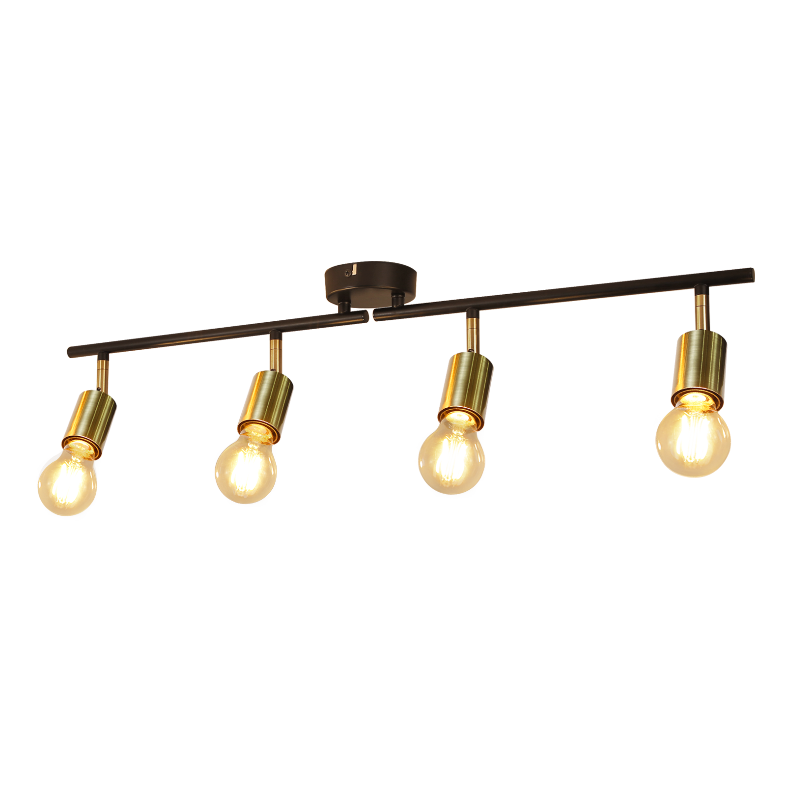 NETTLIFE 4 vintage - kattospottivalaisinta E27 mustakultainen pyörivä retro - teollisuustyyli olohuoneeseen makuuhuoneeseen keittiöön käytävään