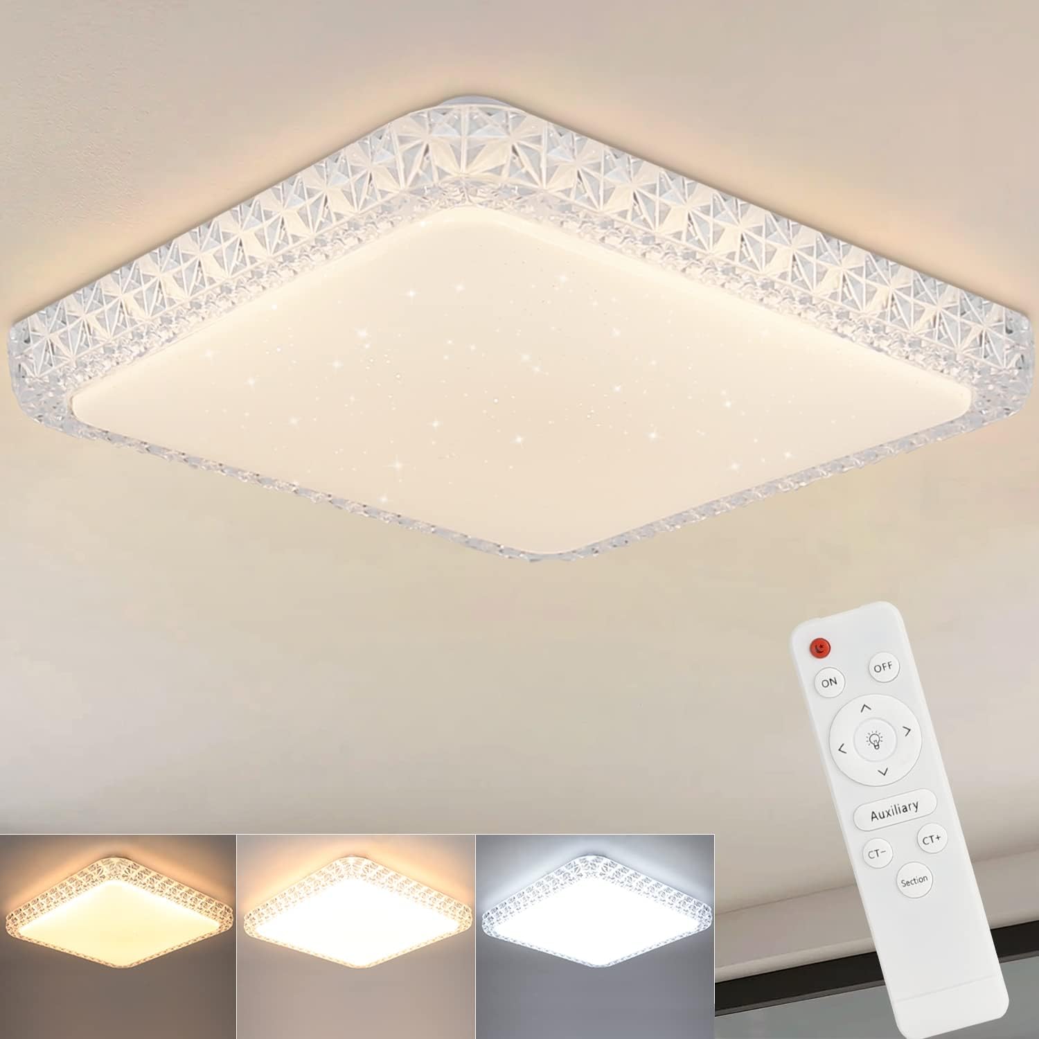 ZMH Himmennettävä LED-kattovalaisin kaukosäätimellä, 30 cm, 32 W, moderni