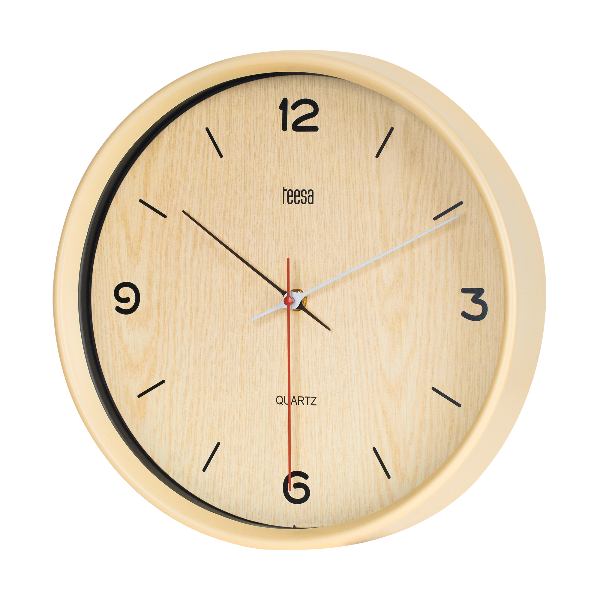 Klassinen kvartsitauluinen seinäkello 30 cm vaaleanruskea