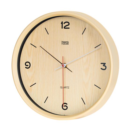 Klassinen kvartsitauluinen seinäkello 30 cm vaaleanruskea