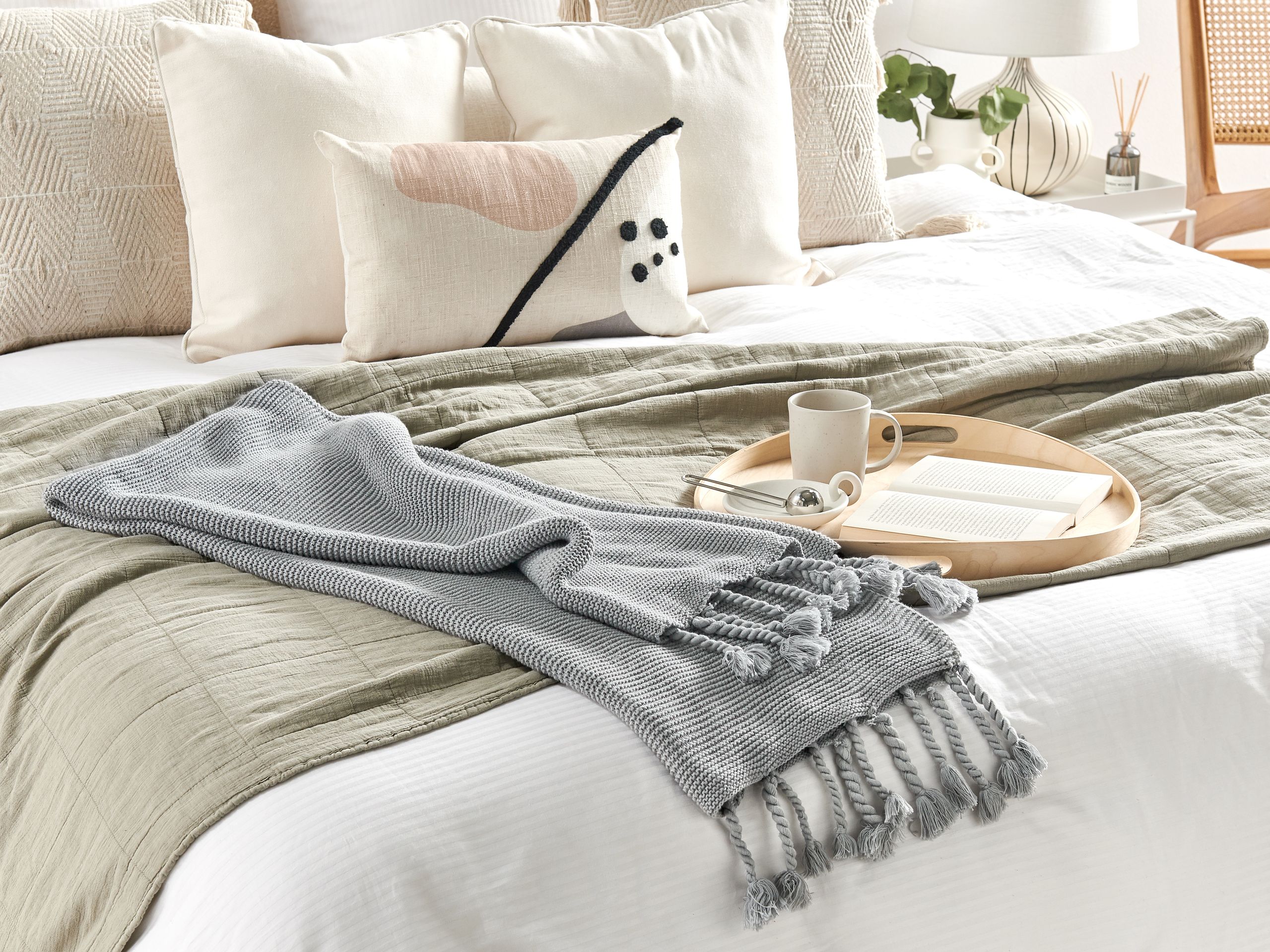 Torkkupeitto NAZILLI puuvilla 125 x 150 cm Vaaleanharmaa