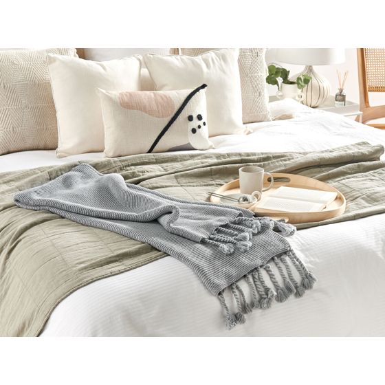 Torkkupeitto NAZILLI puuvilla 125 x 150 cm Vaaleanharmaa