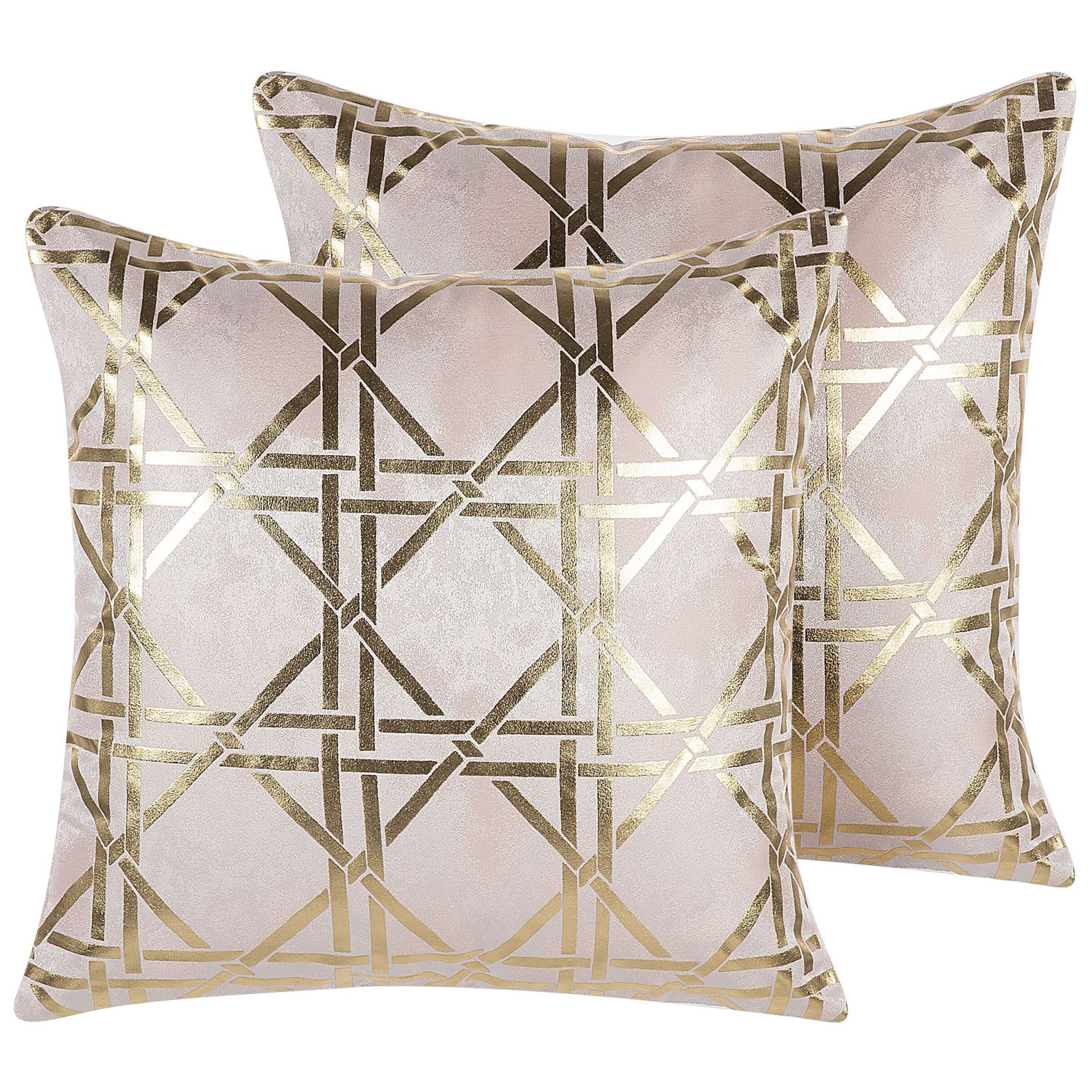 Koristetyynysetti 2 kpl CASSIA 45 x 45 cm Vaaleanpunainen Geometrinen kuvio