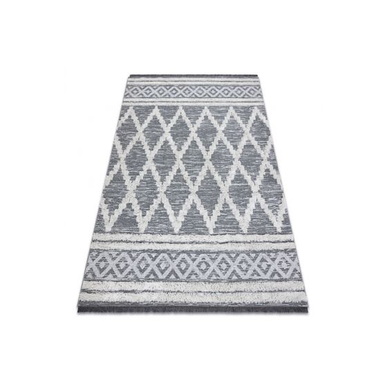 Matto MOROC Rooma 22297 Ekologinen, EKO SIZAL tupsut - harmaa / kerma, kierrätetty puuvillamatto 136x190 cm