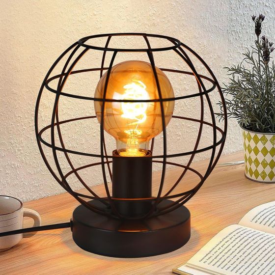 NETTLIFE Vintage, musta, pöytävalaisin - retro, yövalaisin, E27- kanta, metallinen, teollinen, sisustus - max 40w - ilman, lamppua
