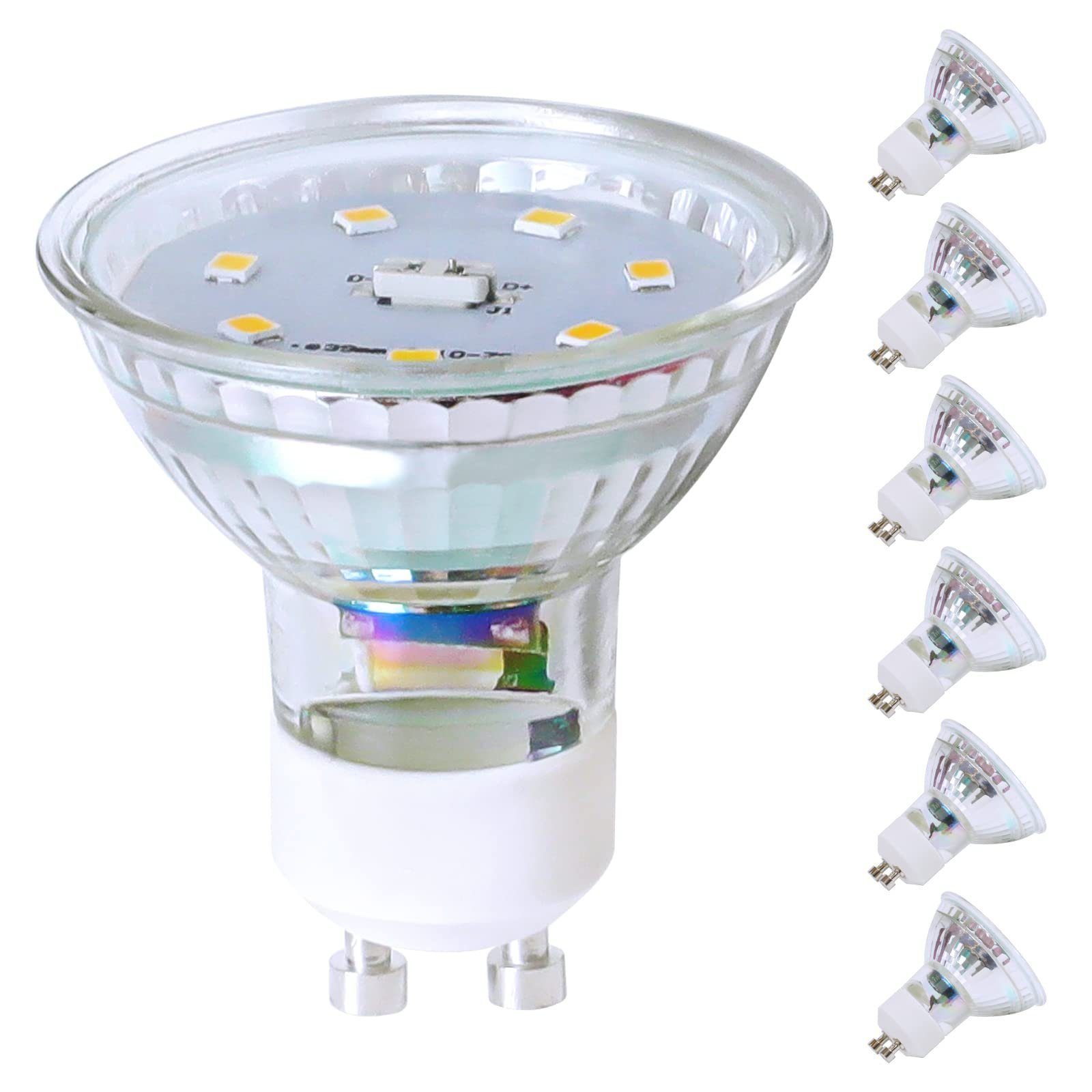 NETTLIFE 6 kpl GU10 LED-lamppuja, neutraalin valkoinen, 5 W, korvaa 50 W:n polttimon, 4000 K, energiansäästö, 110°:n valokeila