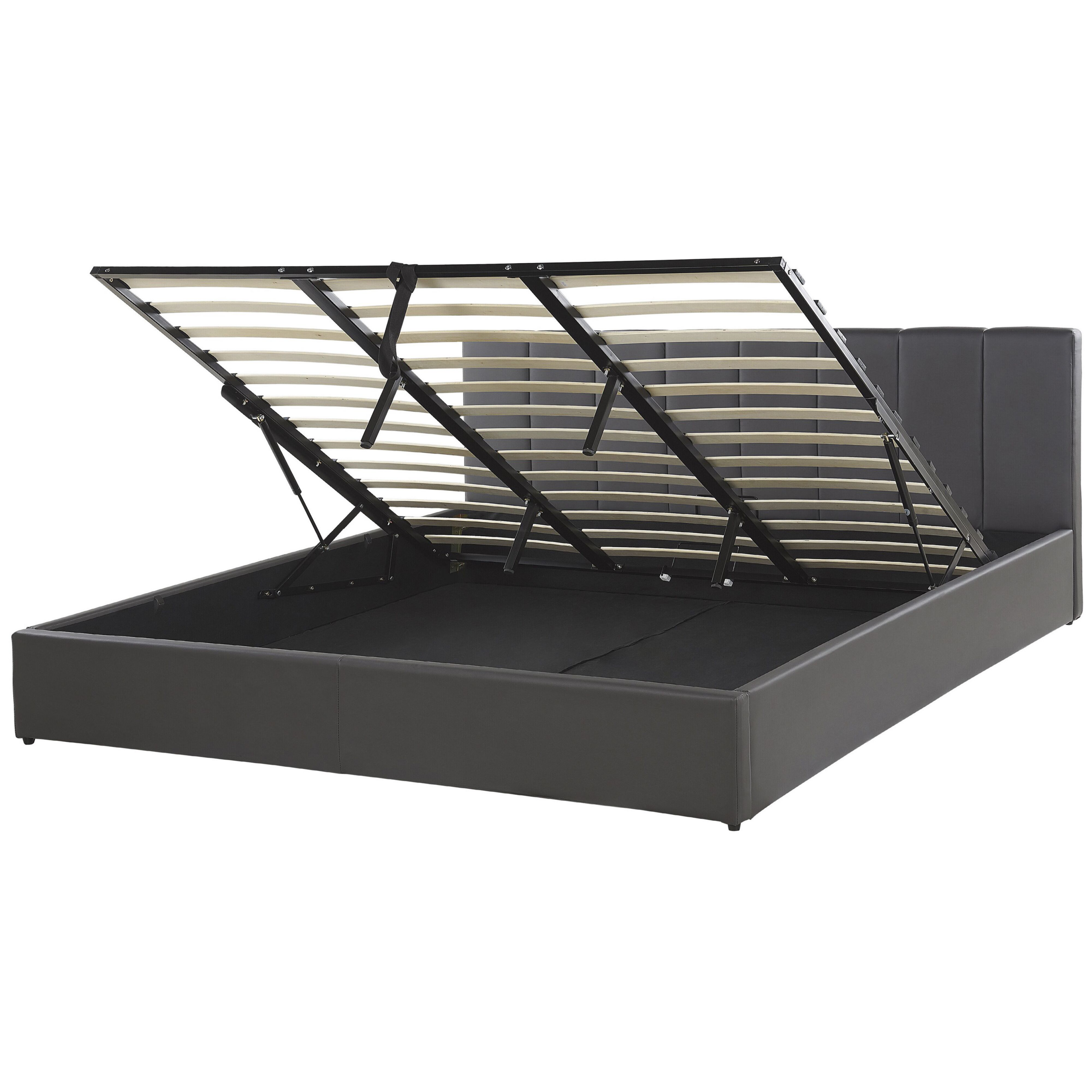 Sänky säilytystilalla keinonahka DREUX 180 x 200 cm Tummanharmaa