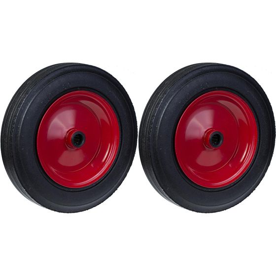 350mm 14" pyörä kumirengas puristettu teräs keskiö 25.4mm vahva 800kg, 2 kpl sarja