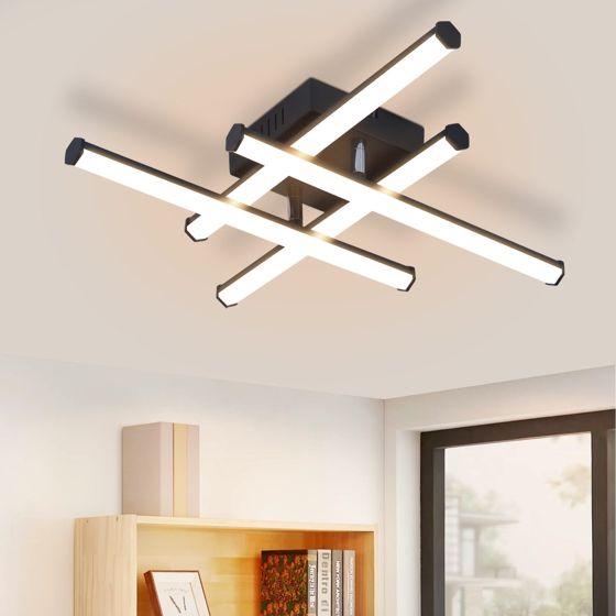 NETTLIFE LED - kattovalaisin, olohuoneeseen, moderni Kattovalaisin, musta, 24W, sisustussuunnittelu, 3000K, lämmin Valkoinen