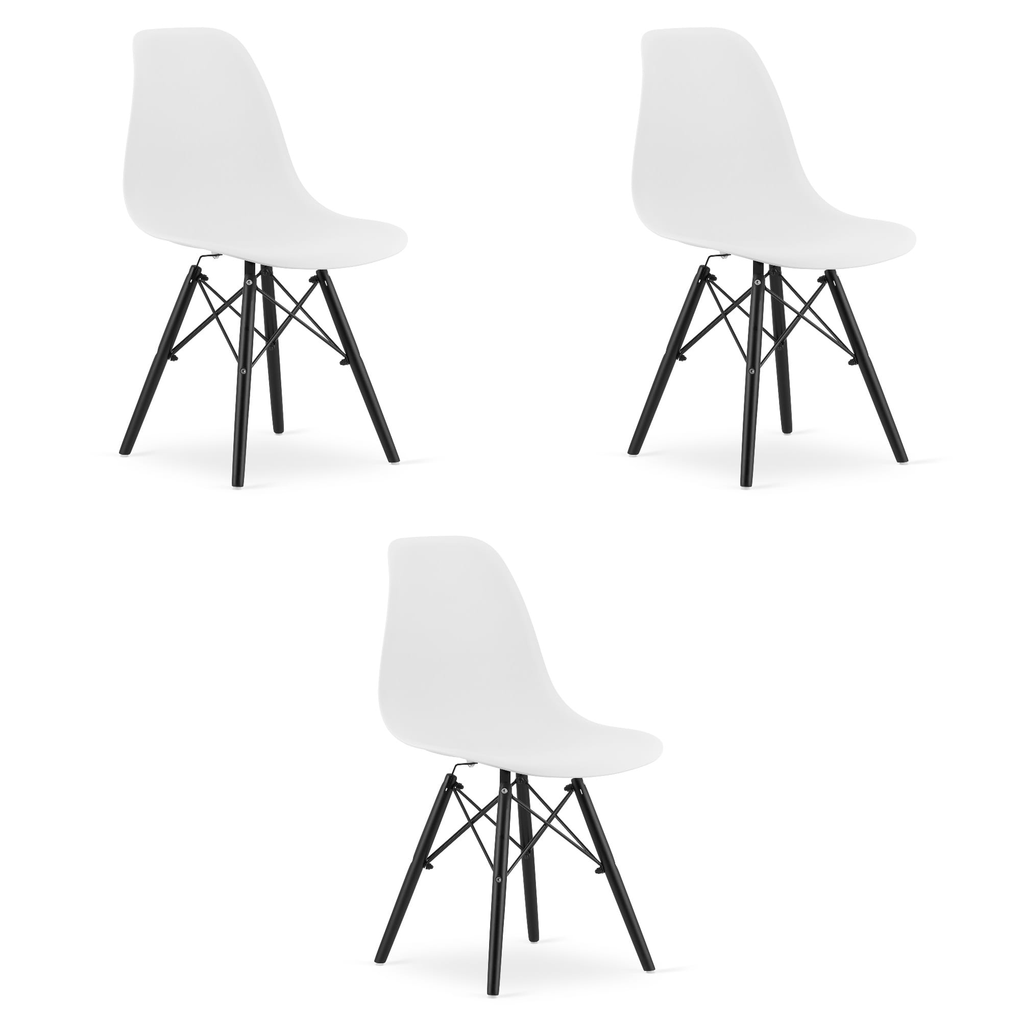 OSAKA-tuoli, valkoinen, mustat jalat (3 kpl)