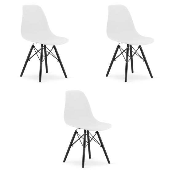 OSAKA-tuoli, valkoinen, mustat jalat (3 kpl)
