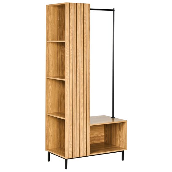 Avovaatekaappi 5 hyllyllä LEANDRO Vaaleanruskea