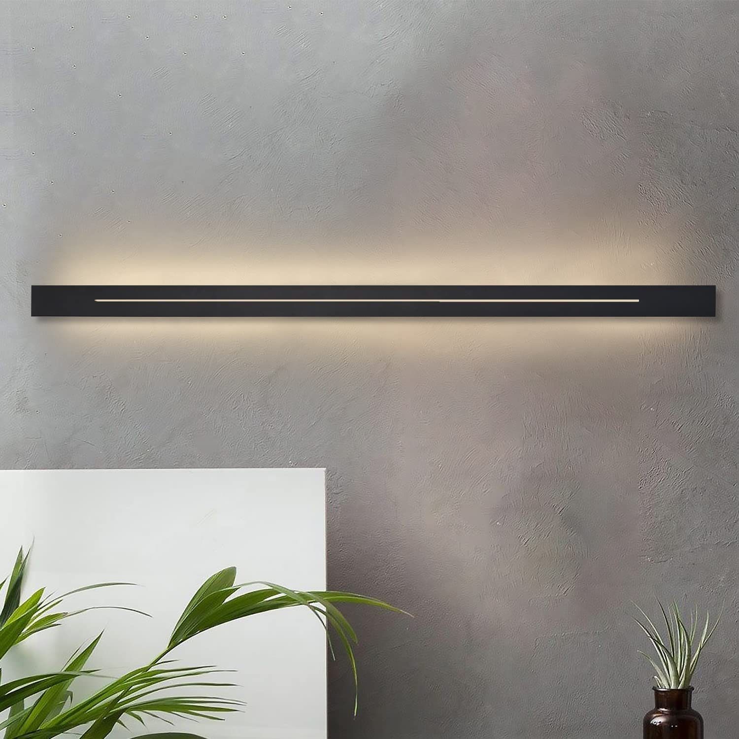 NETTLIFE LED - seinävalaisin, sisätiloihin - moderni, makuuhuone 100cm Käytävävalaisin, lämmin valkoinen, 31W, musta porrasvalaisin, seinävalaisin