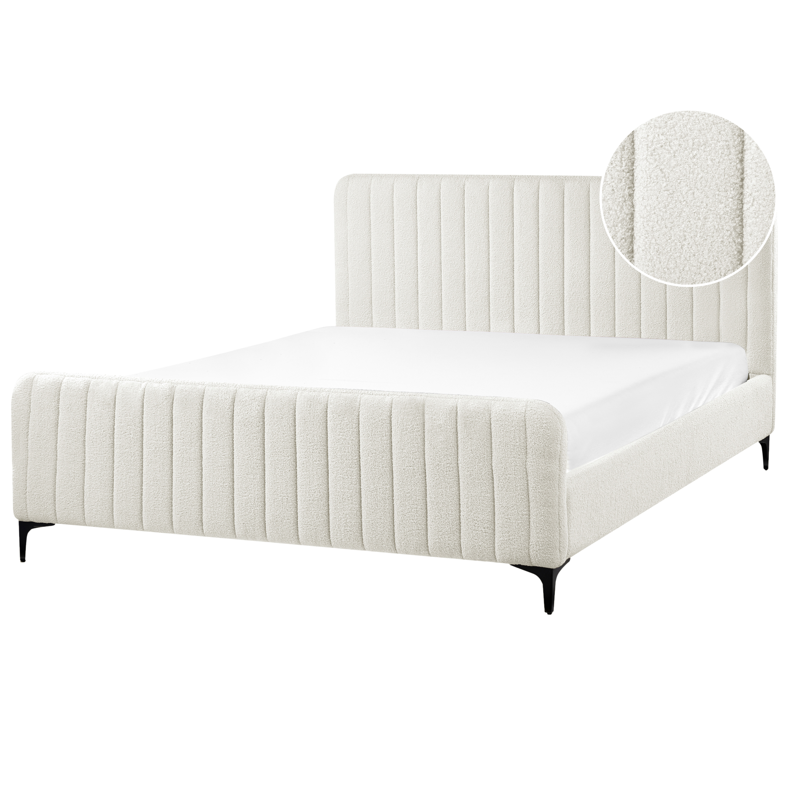 Sänky buklee LUNAN 160 x 200 cm Luonnonvalkoinen