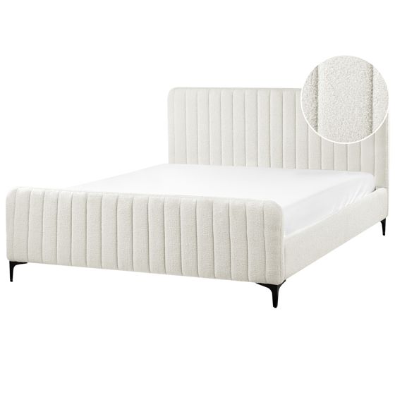 Sänky buklee LUNAN 160 x 200 cm Luonnonvalkoinen