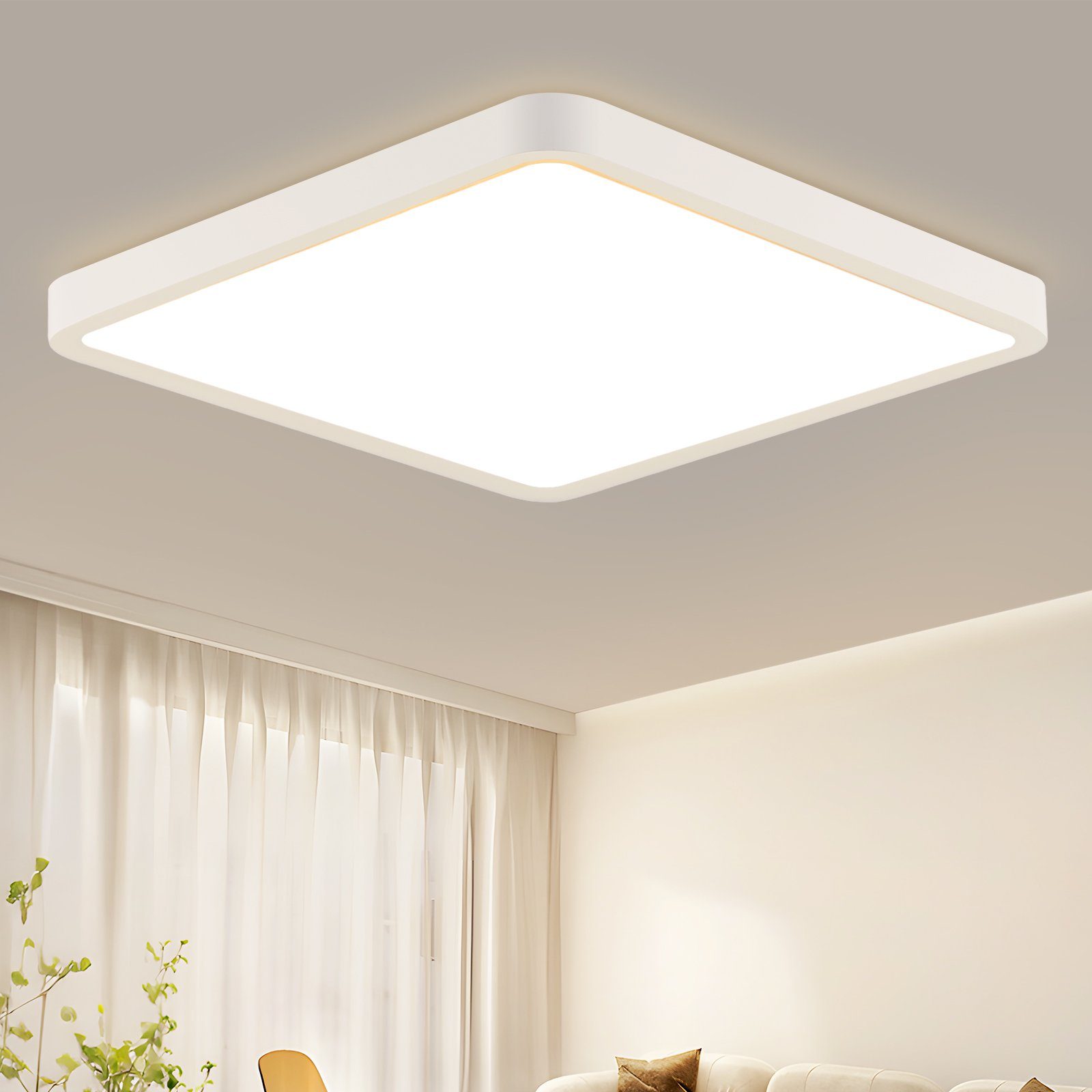 NETTLIFE LED - kattovalaisin, 23 W, makuuhuoneen lamppu, IP44 lämmin Valkoinen 23cm Keittiön, lamppu neliönmuotoinen Kylpyhuoneen lamppu, eteisen