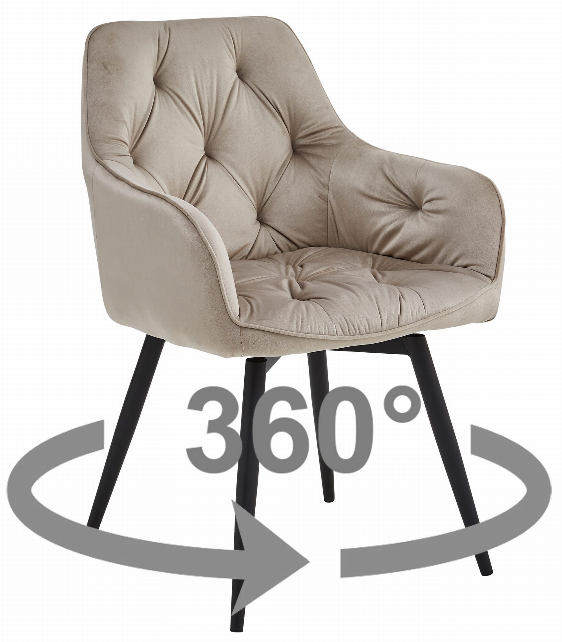 JORK360-tuoli, tummanbeige sametti, mustat jalat (1 kpl)