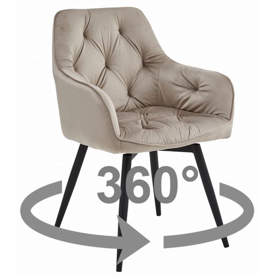 JORK360-tuoli, tummanbeige sametti, mustat jalat (1 kpl)