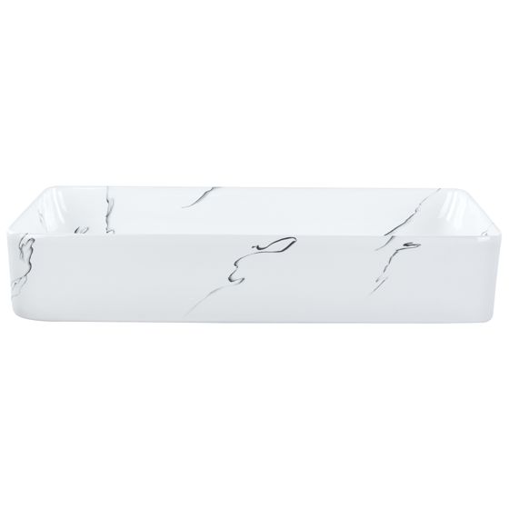 Pesuallas tason päälle HOPI 61 x 35 cm keramiikka Valkoinen marmorikuvio