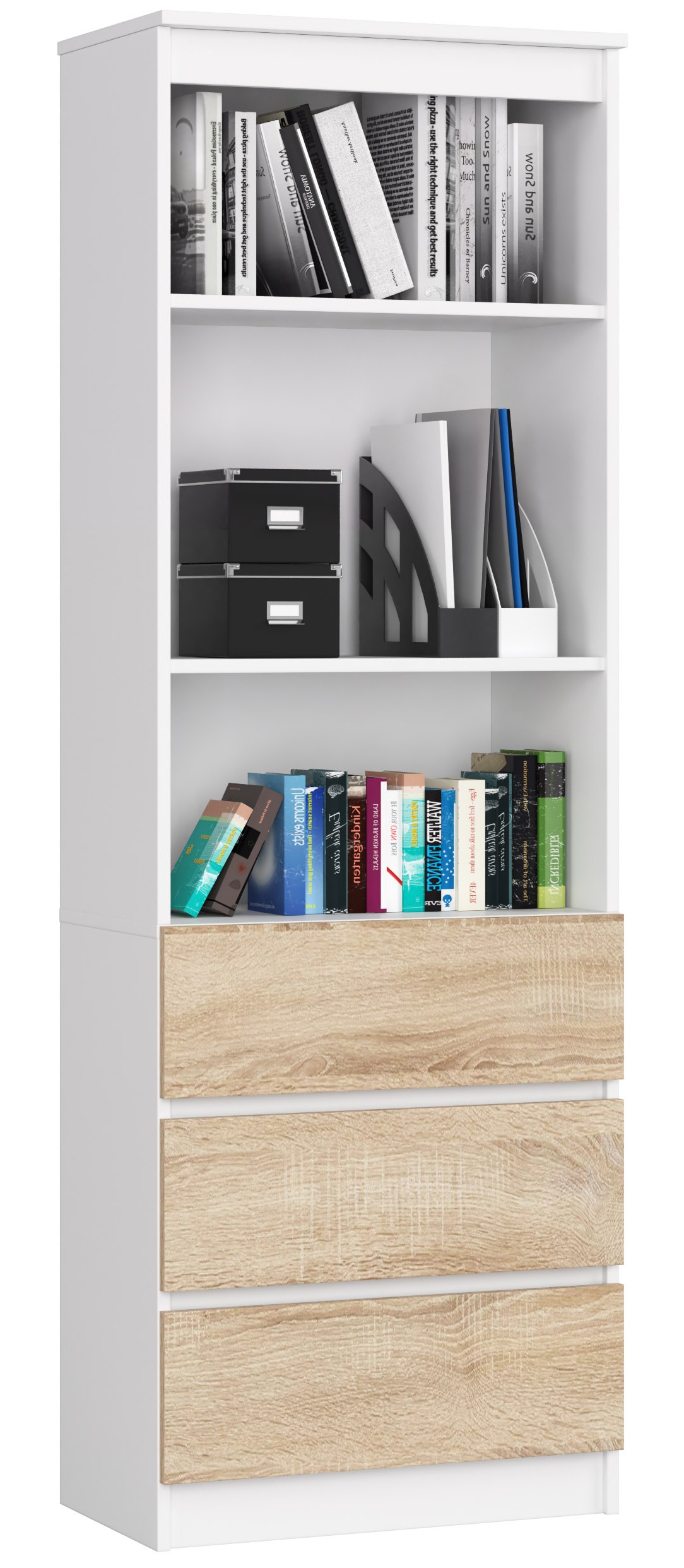 Akord Hylly Valkoinen/Sonoma-tammi 60x35x180