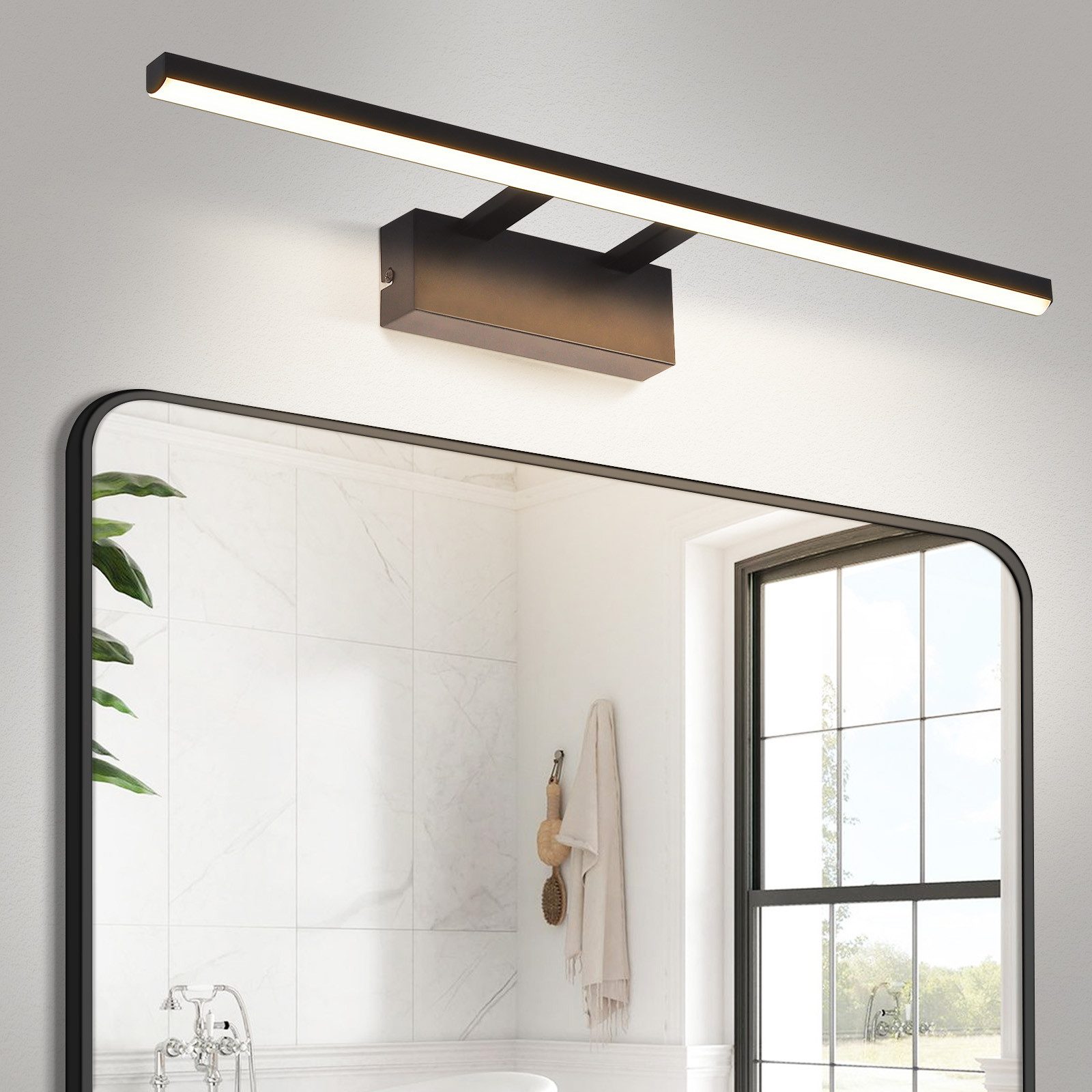 NETTLIFE musta, LED - peilivalaisin, 60cm, moderni, 4000K, kylpyhuoneen, seinäpeilivalaisin