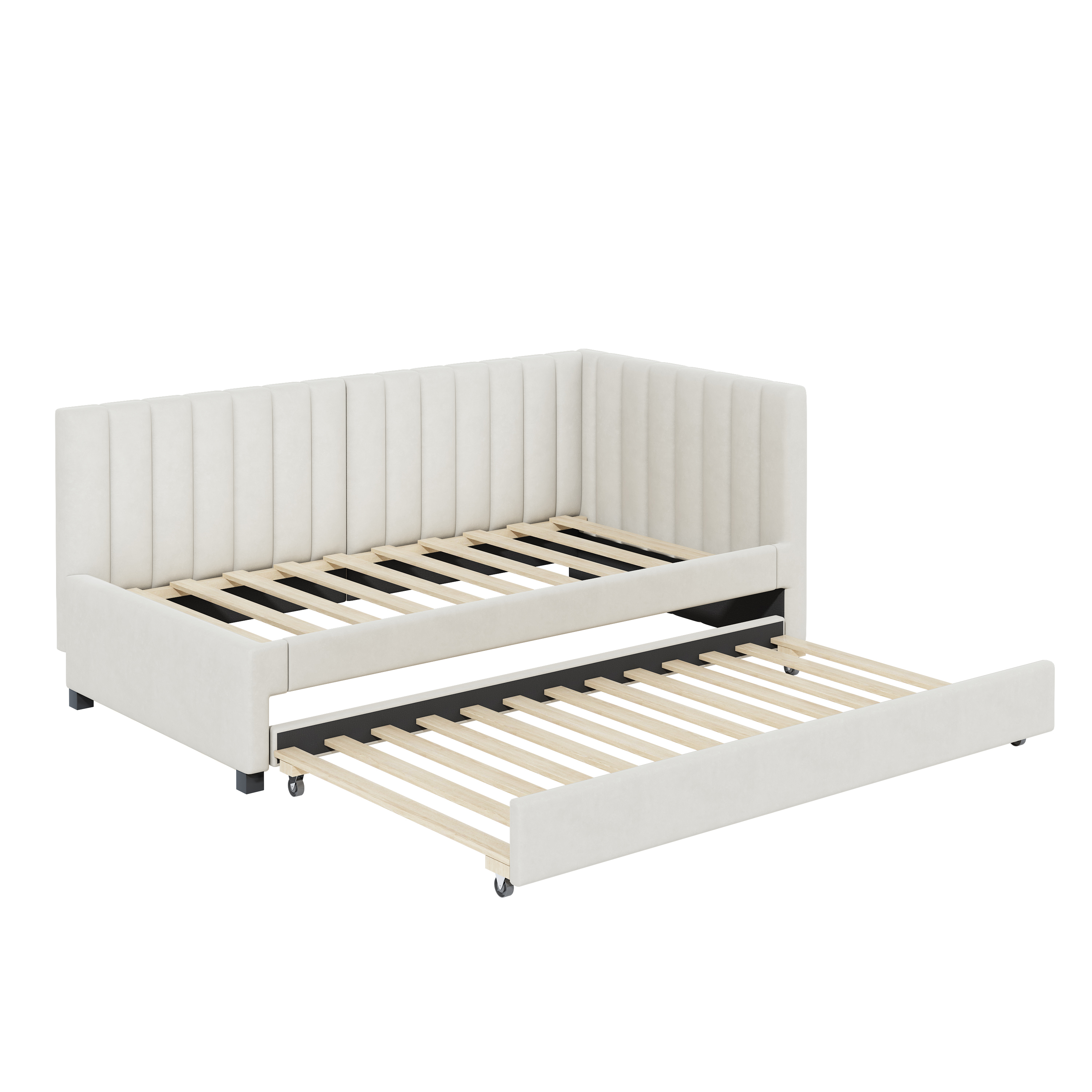 Vuodesohva 90 x 200 cm, Beige Sametti, Jatkettava