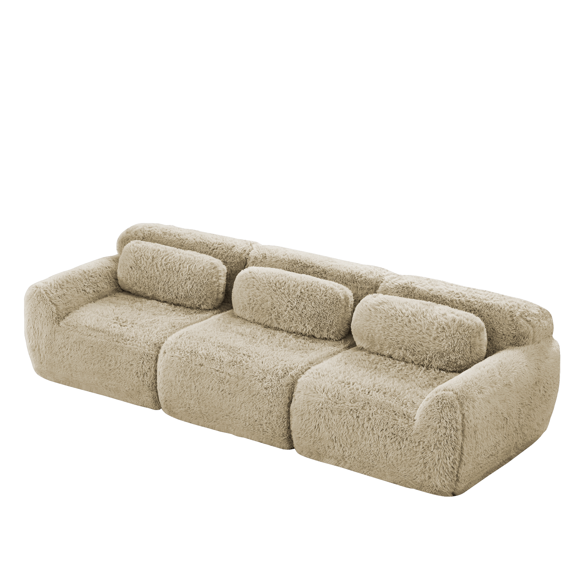 moduulisohva 3-paikkainen light khaki plush moderni säädettävä