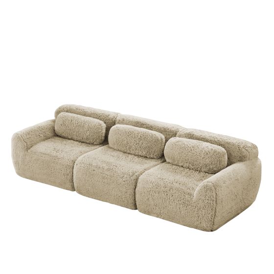 moduulisohva 3-paikkainen light khaki plush moderni säädettävä