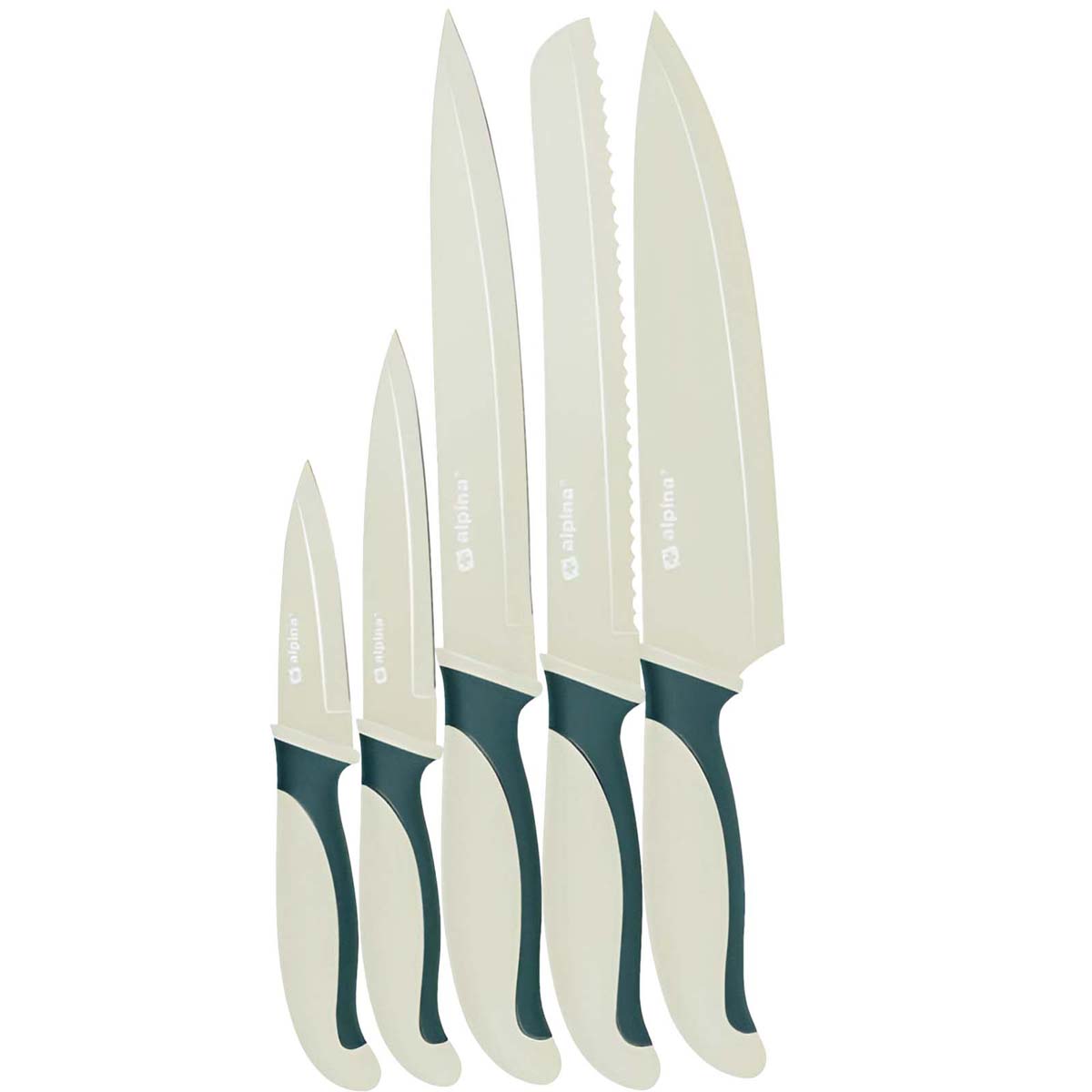 5 Keittiöveitsen Setti Ruostumatonta Terästä Liukumattomat Terät