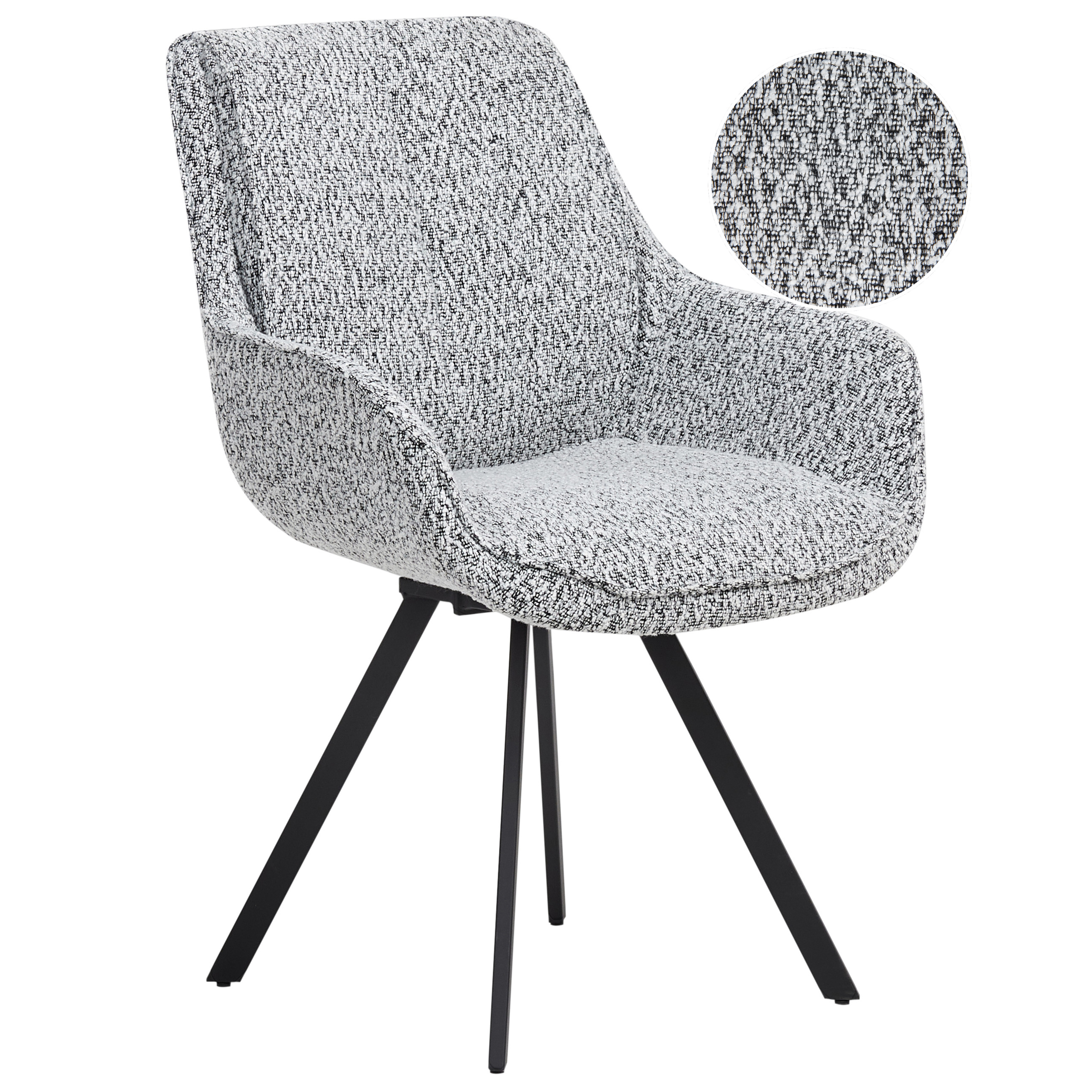 Ruokatuoli pyörivä MARCELLUS buklee Musta/valkoinen