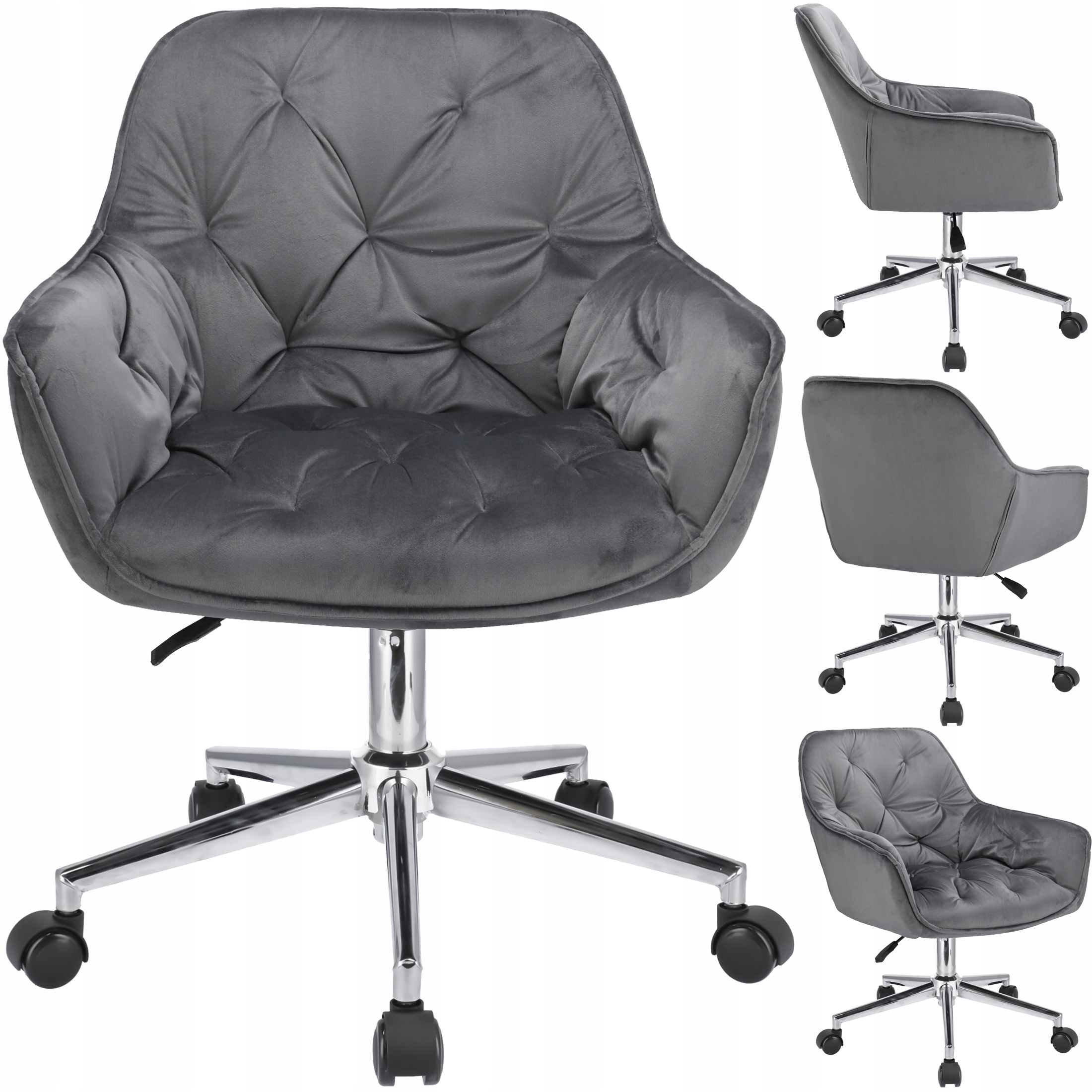 LARGO harmaa nojatuoli hopeisella jalalla