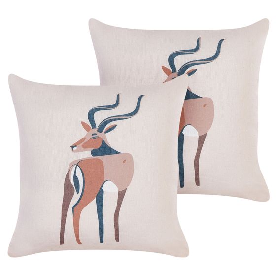 Koristetyynysetti 2 kpl ABAL 45 x 45 cm Beige Eläinkuvio