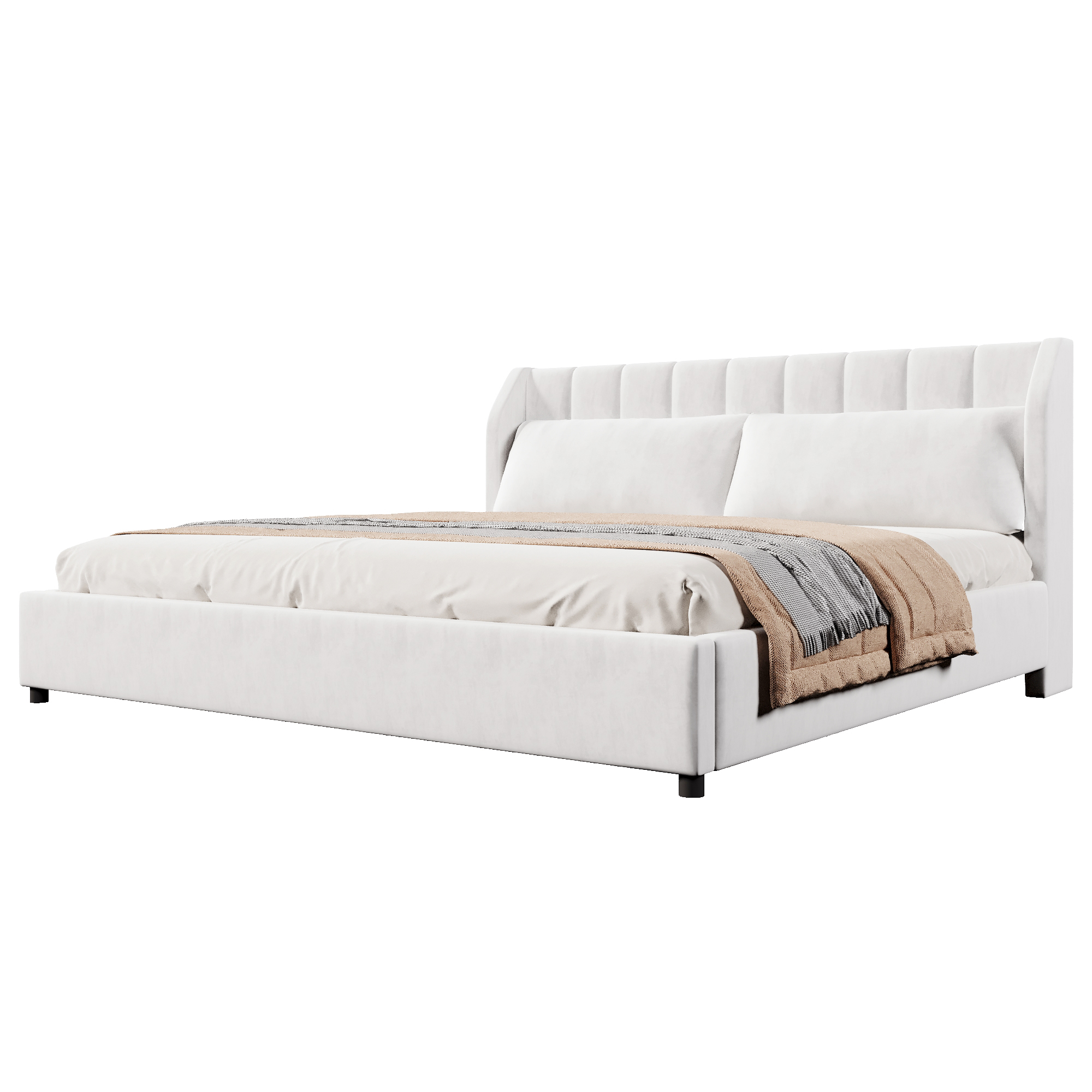 sänky 180x200 cm gepolstertuilla turva-aidoilla ja säleiköllä beige flannelette