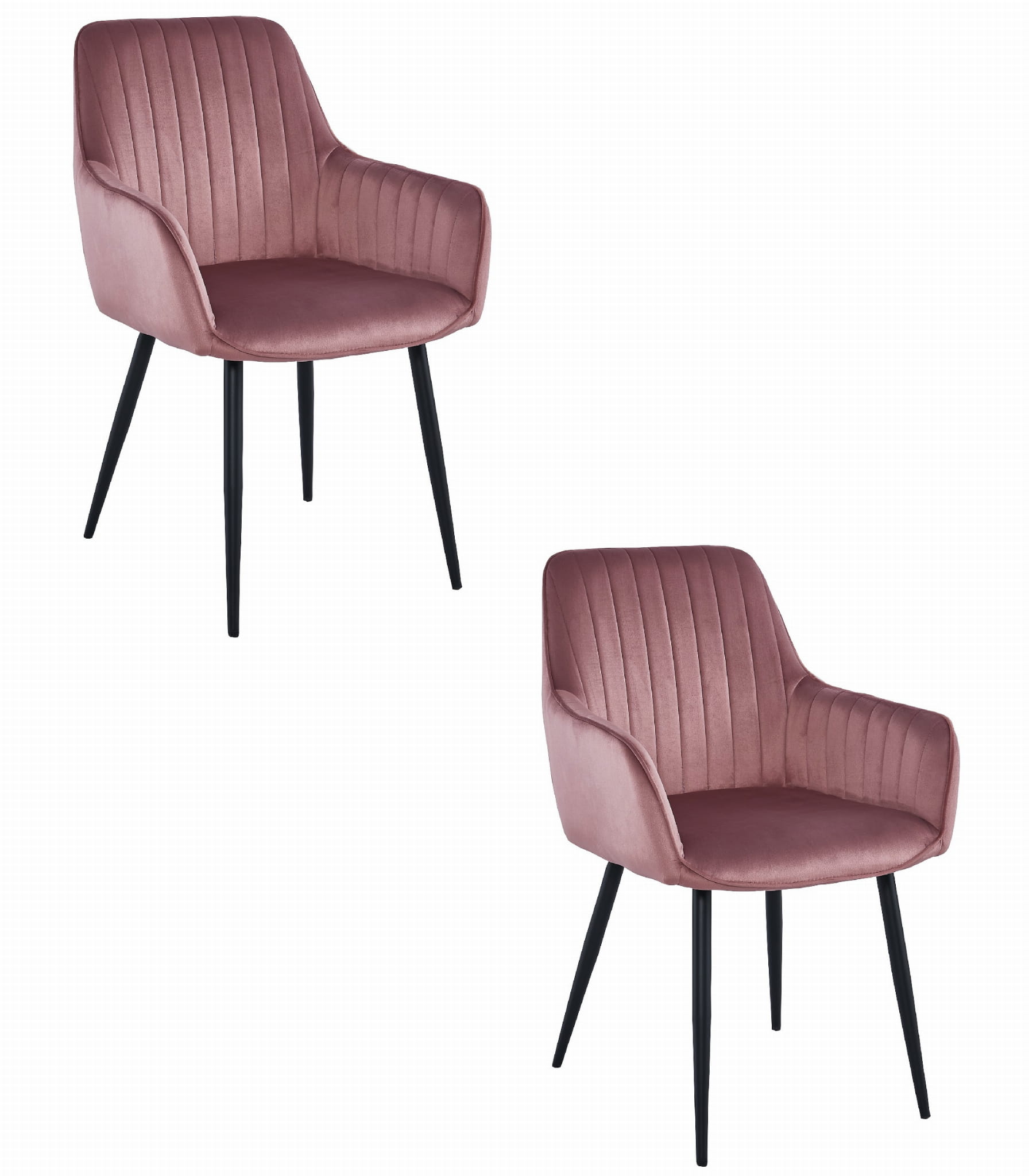 SOLDEN-tuoli, roosa sametti, mustat jalat (2 kpl)